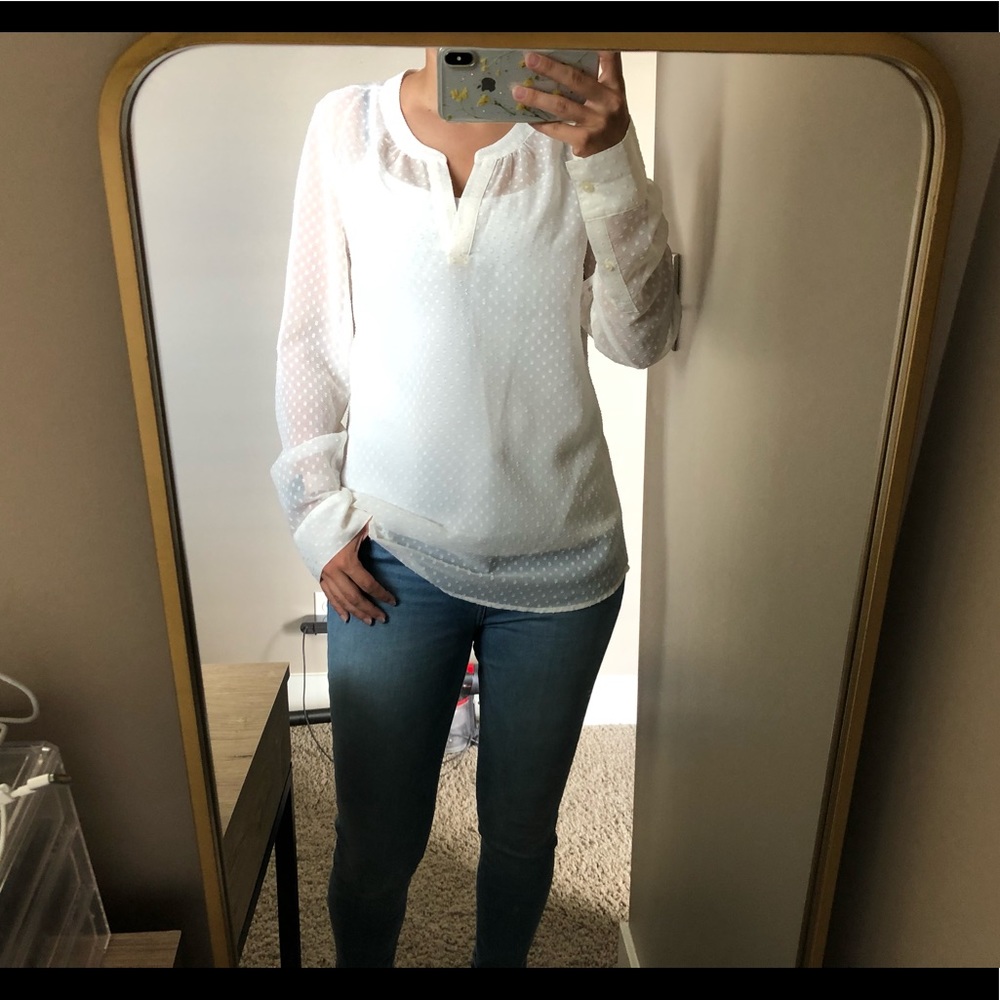 Express Sheer Cream Dotted Top